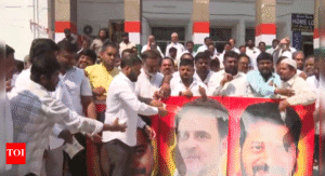 Congress Workers Celebrate Caste Census Announcement by Pouring Milk on Rahul Gandhi's Poster