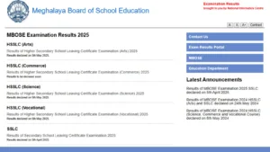Meghalaya MBOSE HSSLC 12th Class Result 2025 Declared
